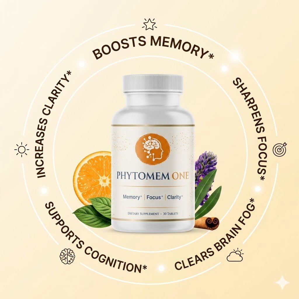 Phytomem One bottle showing memory focus clarity benefits