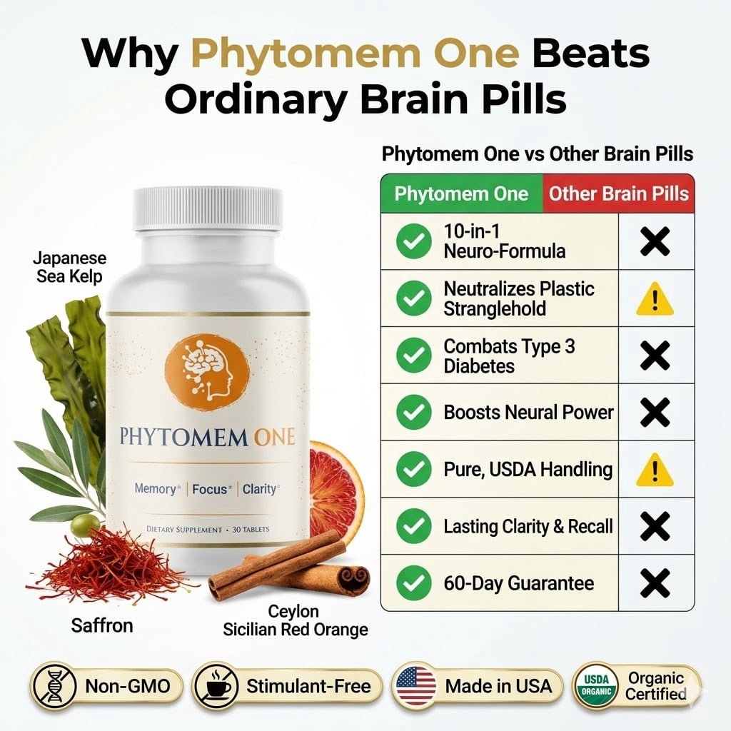Phytomem One comparison chart showing complete advantage over other brain pills